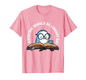 Cute Owl Reading Book Librarian Lover Library Day 2019 Shirt