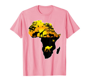 African Savannah safari wildlife Africa map t-shirt