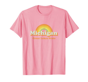 Retro Michigan T Shirt Vintage 70s Rainbow Tee Design