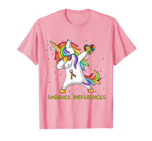 Embrace Differences Dabbing Unicorn Shirt Autism Awareness