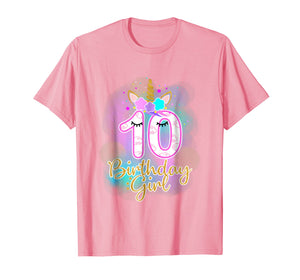 10th Unicorn Birthday girl t-shirt ten years old party gift