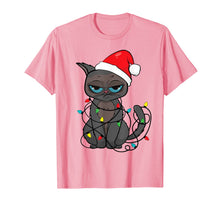 Load image into Gallery viewer, Christmas Cat Shirt | Funny Santa Hat &amp; Xmas Lights Cat Gift T-Shirt
