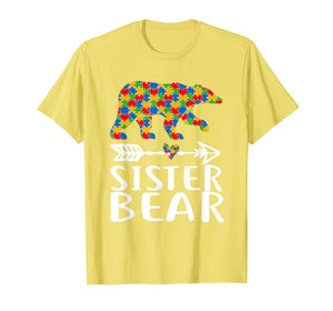 Autism Awareness Sister Bear Arrow Heart Family Tshirt