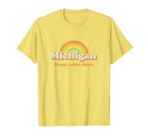 Retro Michigan T Shirt Vintage 70s Rainbow Tee Design