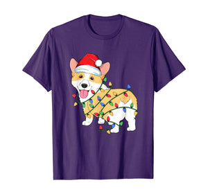 Corgi Christmas Tree Light Santa Dog Xmas Kids Boys Pajamas T-Shirt