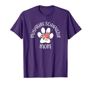 Miniature Schnauzer Mom Shirt Floral Dog Paw Gift For Her