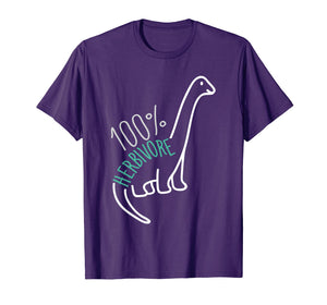 100% Herbivore Vegan Tee - Funny Cute Dinosaur Vegan T Shirt
