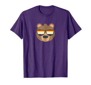 Mens Gay Bear Wearing Bear Pride LGBTQ Flag Sunglasses T-Shirt