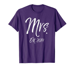 Mrs. Established 2019 Shirt for Women Wedding Honeymoon Est.