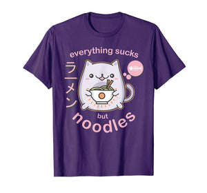 Pastel Goth Ramen Noodle Cat T Shirt - Anime Kawaii Gift