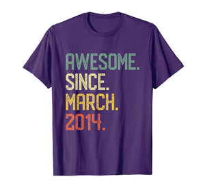 Born in March 2014 T-Shirt Vintage 5th Birthday Him Her