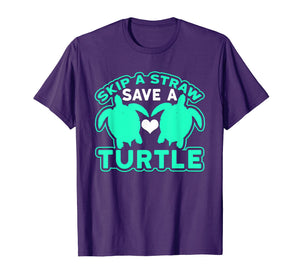 Skip A Straw Save A Turtle Graphic Turquoise T-Shirt
