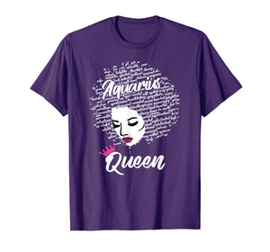 Aquarius Zodiac Birthday Afro Gift T-Shirt for Black Women