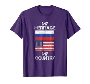 My Heritage My Country Russian American Russia Flag T-Shirt