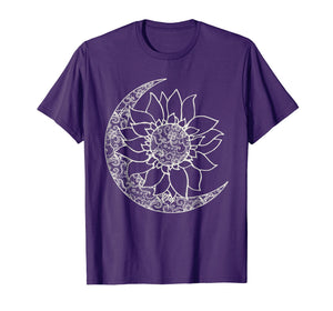Moon And Sun Inside Sunflower Graphic T-Shirt