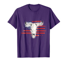 Load image into Gallery viewer, Patriotic Flag Shirt Western Style Bull Cow Skull Tshirt
