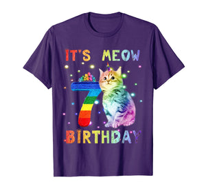 Kids Boys Girls cute cats 7th Birthday Meow T-shirt