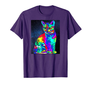 Cool Neon Cat in Space, EDM, RAVE Fans Gift T-Shirt