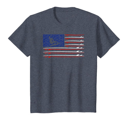 Vintage Surfboard USA Flag Shirt Surfing Wake Surf Surfer