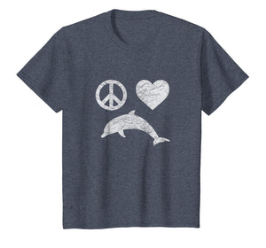 Dolphin Shirt PEACE LOVE DOLPHINS Girls Women Vintage Gift