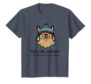 Oxford comma llama grammar nerd tee shirt black text