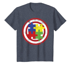Autism Awareness Shirts Captain Autism Puzzle Piece T Shirt