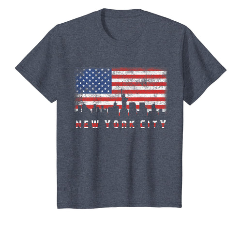 Vintage Retro American Flag New York City Skyline T-Shirt