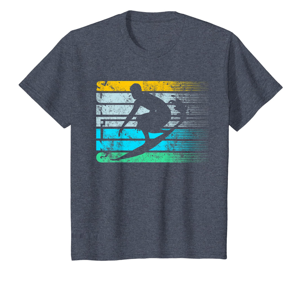 Cool Surfing Vintage Retro Silhouette Distressed Tee Shirt