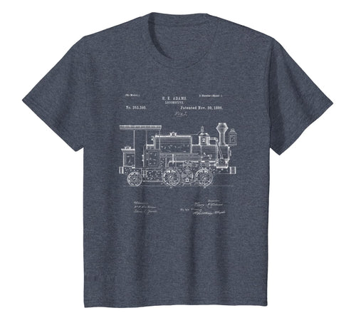 Vintage Patent Print 1886 Locomotive Steam Train T-Shirt