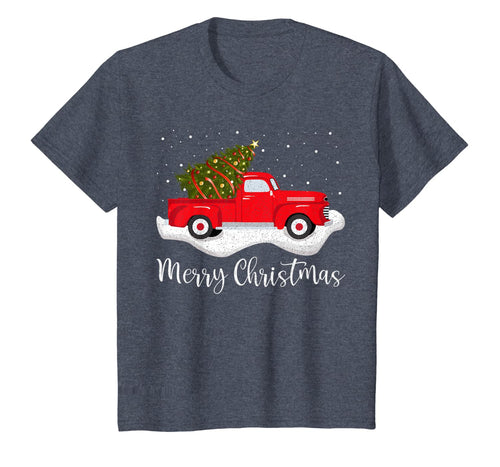 Vintage Wagon Christmas Shirt Tree on Car Xmas red Truck T-Shirt
