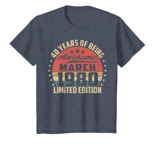 Vintage March 1980 40 Year Old Bday Gifts 40th Birthday T-Shirt-924186