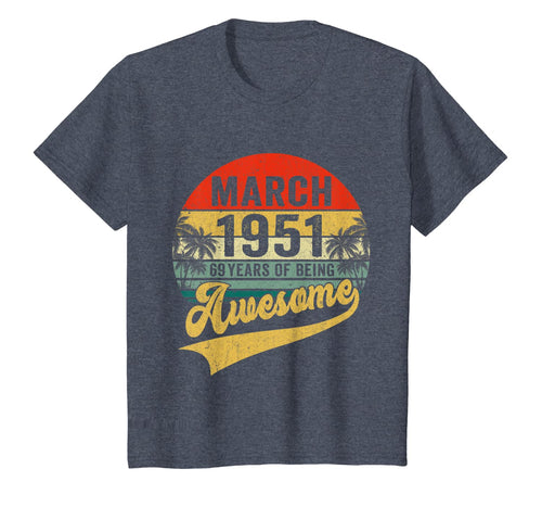 Vintage Retro March 1951 69th Birthday Gifts 69 Years Old T-Shirt-1015902