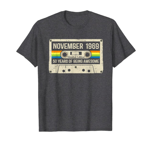 Vintage November 1969 50th birthday Gift Retro Cassette Tape T-Shirt