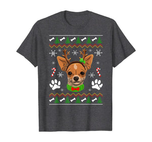 Chihuahua Dog Ugly Christmas Reindeer Antlers Dogs Xmas Gift T-Shirt