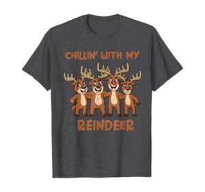 Chillin With My Reindeer Christmas Boys Girls Kids Xmas T-Shirt