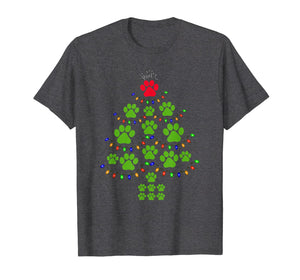 Christmas XMas Tree Super Cute Dog Paws Print Puppy Owner T-Shirt