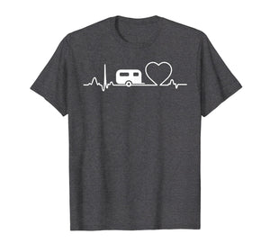 Camping Trailer RV Heartbeat Shirt Vacation Outdoor Hiking