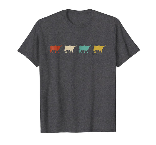 Vintage Retro Longhorn Shirt Cow Farm Animal Gift 2