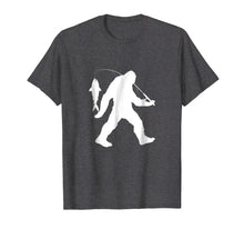 Load image into Gallery viewer, Bigfoot Fishing Fisherman T-Shirt Funny Sasquatch Gift
