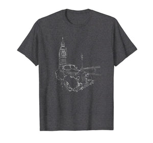 London Retro Big Ben Art T-Shirt Clock Tower England Tee