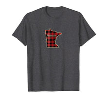 Load image into Gallery viewer, Minnesota Buffalo Plaid Silhouette Tshirt Hand lettered
