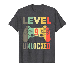 9th Birthday 9 Years Old Birthday Level 9 Unlocked Gamer Tee