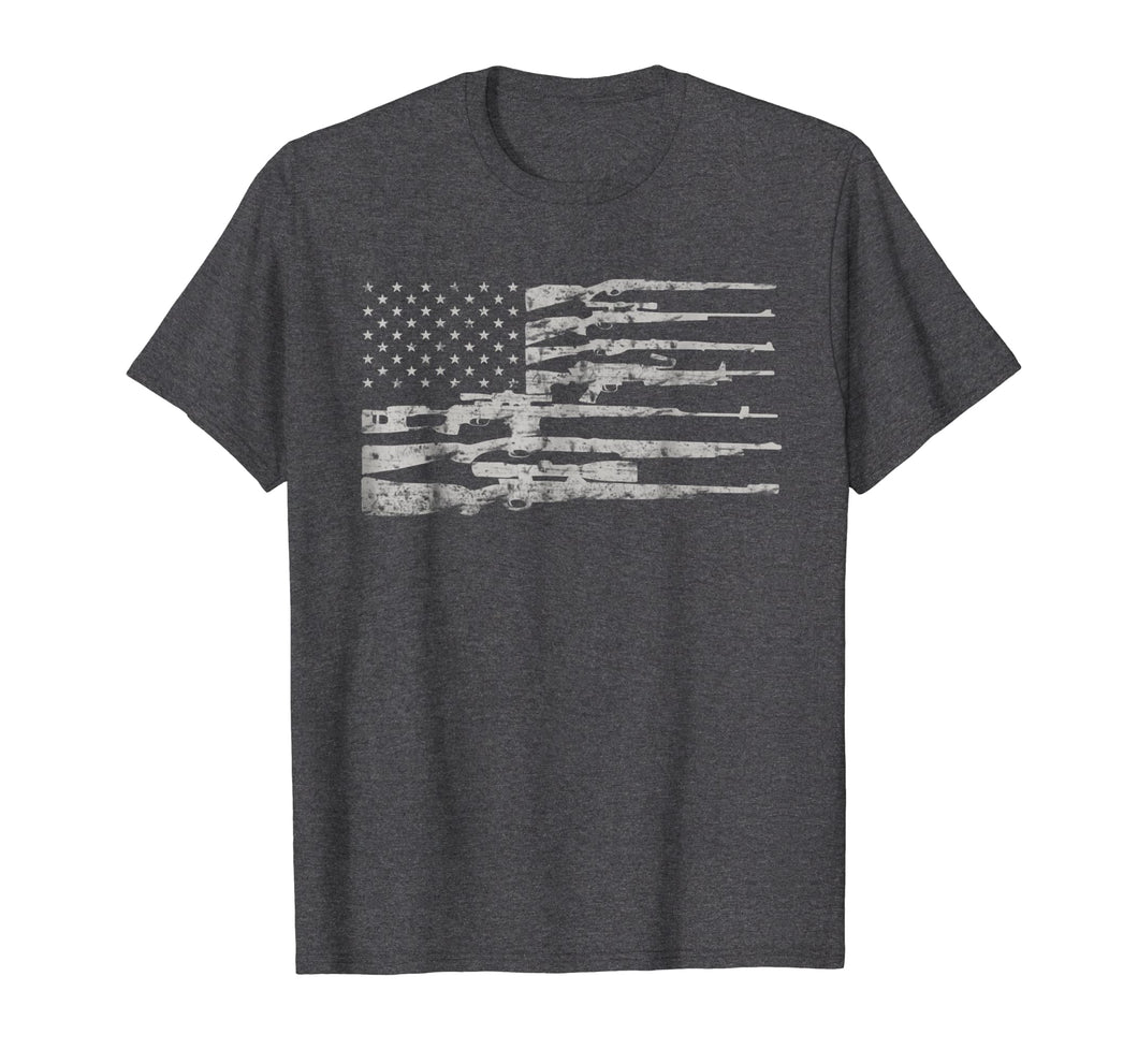 Big American Flag With Machine Guns T-Shirt 2A Flag Shirt
