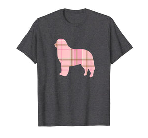 Bernese Mountain Dog Pink Plaid Dog Silhouette T-Shirt v2