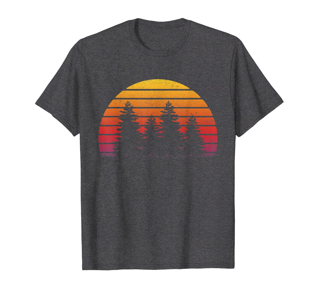 Retro Sun Minimalist Pine Tree Design T-Shirt