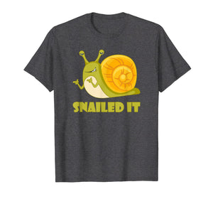 Snailed It Funny T Shirt, Large Happy Snail for Men, Women