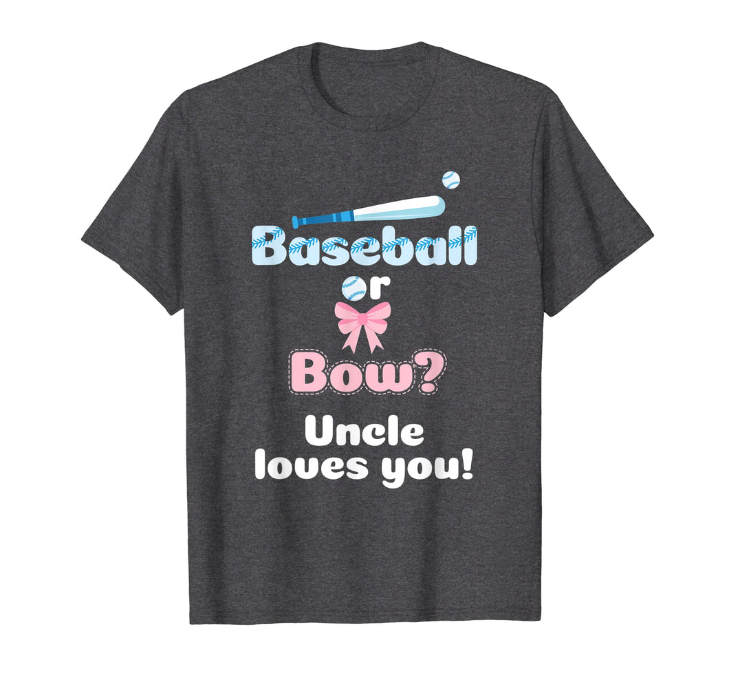 Mens Baseball Or Bows Gender Reveal Party Shirt Uncle Loves You