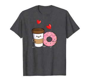 Coffee And Donuts Shirt Cute Kawaii T-Shirt Dark