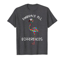 Load image into Gallery viewer, Embrace Differences Puzzle Flamingo Autism Awareness Tshirt
