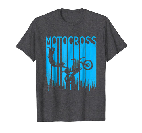 Vintage Motocross Dirt Bike Blue Color Paint Drip T-Shirt